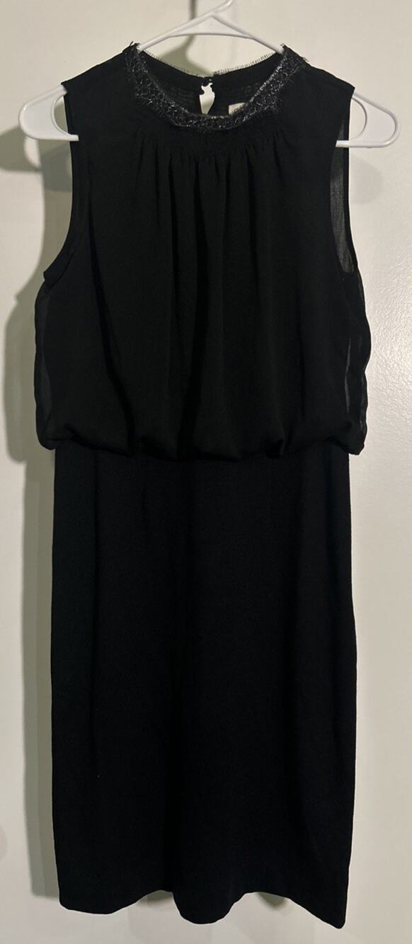Coldwater Creek Women’s Size 4 Black Blouson Chiffon Cocktail Dress